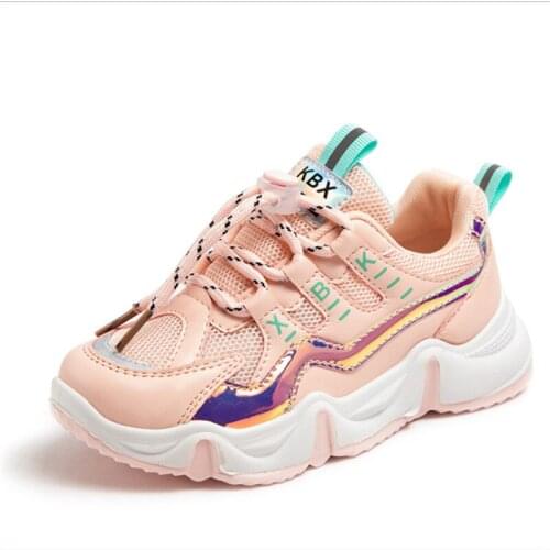 2021Spring and Summer New Girls All-match Casual Shoes Light Mesh Sneakers Kids Soft Bottom Comfortable Breathable Running Shoe