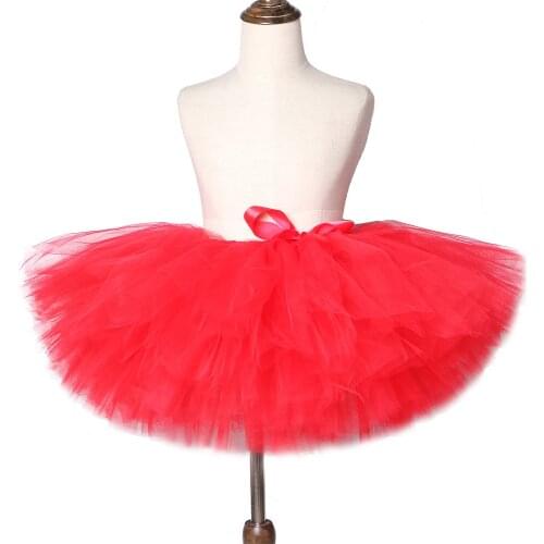 Solid Red Girl Skirts Children Dance Costumes for Kids Tutus Princess Tulle Ballet Skirt for Birthday Party Baby Photography