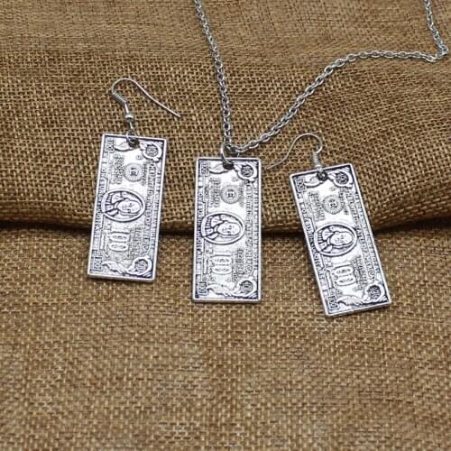 Popular charm personality dollar coin pendant earrings necklace retro creative fun gift jewelry keychain