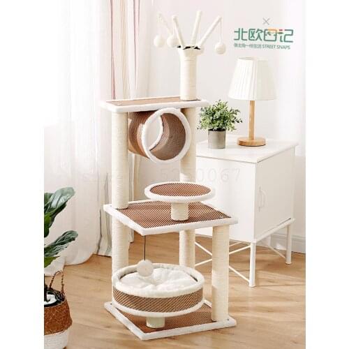 Cat Climbing Frame Exit Small Sisal Cat Climbing Frame Cat House Cat Tree Solid Wood Cat Jumping Platform Cat Grab Board