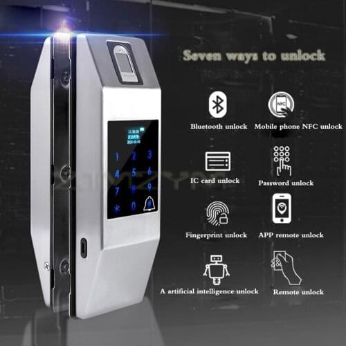 Glass Door HD LCD Screen Fingerprint Password LockSingle/Double Opening Sliding Sliding Door With Doorbell Smart Electronic Lock