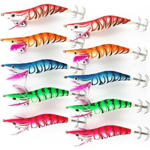 30Pcs Boxed Wood Shrimp Fishing Lure 2.5# 3.0# 3.5# Squid Jigs Luminous Octupus Bait Simulation Lifelike Night Fishing Tackle