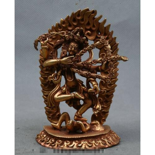 Tibet Temple Bronze Gilt 4 Arms Vajravarahi Dorje Phakmo Goddess Buddha Statue