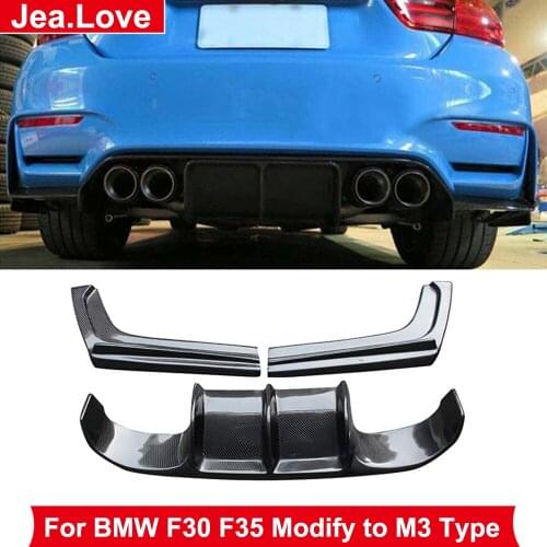 V Type Carbon Fiber / FRP Rear Bumper Lip Spoliter For BMW 3 Series F30 F35 320i 325i 330i Modify AN GG to M3 Type 2013-2018