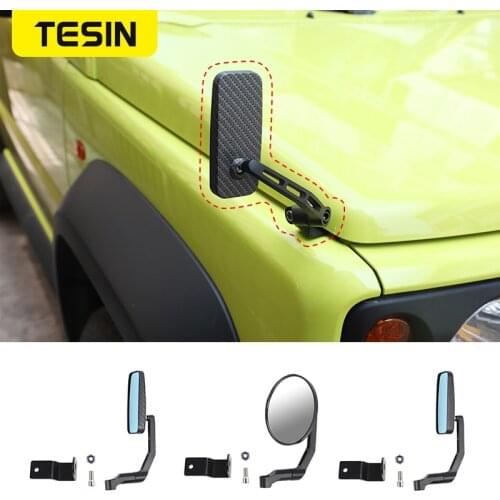 TESIN Car Hood Cover Backup Mirror For Suzuki Jimny JB74 2019+ Black Avoid Blind Spots Exterior Accessories For Suzuki Jimny