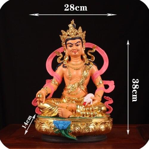 Yellow Jambhala Yellow Fortune God Statue 16Inch Resin Home for Esoteric Doctrine Figurine Buddha Five Square Treasure God Decor