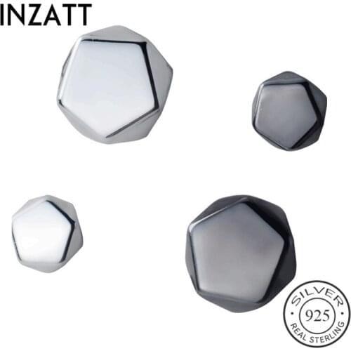 INZATT Real 925 Sterling Silver Minimalist Polygon Stud Earrings For Fashion Women Geometric Fine Jewelry 2019 Accessories gift