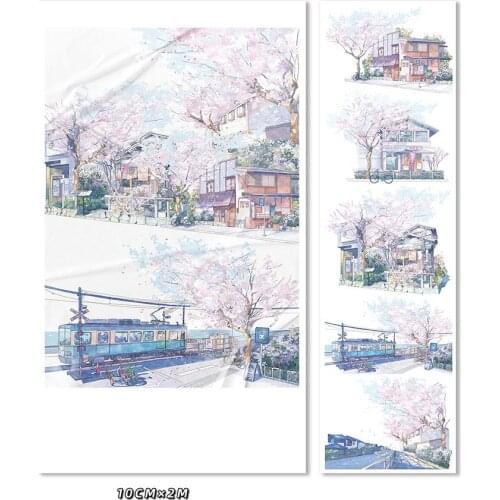 2M Cherry Blossom And Train Bus Washi Tape