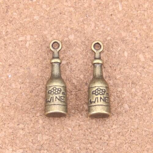 26pcs Charms wine bottle 27x8x8mm Antique Pendants,Vintage Bronze Jewelry,DIY for bracelet necklace