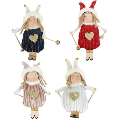 4 Pieces Skiing Girls Doll Christmas Tree Pendant Gifts Tree Hanging Decorations Dolls Ornament