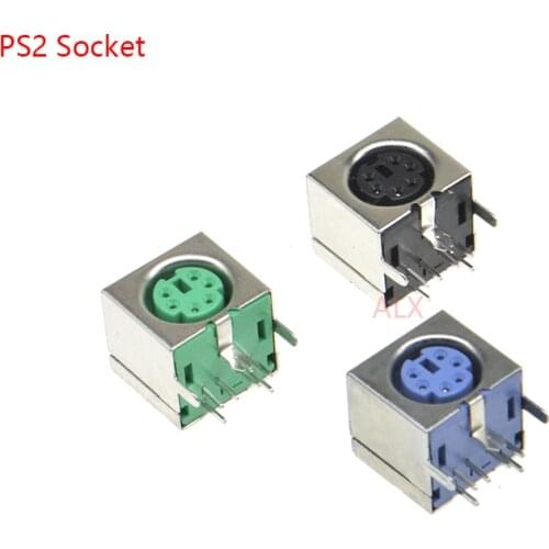 5PCS PS2 Keyboard Socket Female Jack Connector 6P/6 Pin PS-2 Mouse Socket 6Pin purple green black