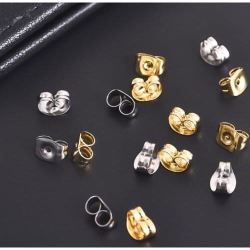 50pcs Jewelry Making Supplies Stud Earrings Back Stainless Steel Earring Plus Stopper Earrings DIY Parts Ear Plugging
