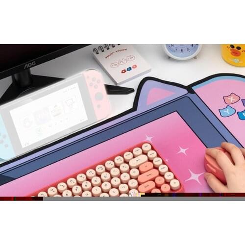 Cute Cat Ears Big Mouse Pad80*40CM Thicken Computer Games Non-slip Pink Girl Cartoon Super Cute For Girl Cat ear mouse hand rest