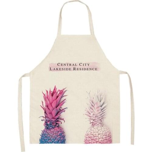 Pineapple Aprons Cotton Linen Women Adult Kids Sleeveless Apron Easy Cleaning Home Kitchen Cooking Pinafore WQ181