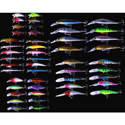 HENGJIA mixed 48pcs hard plastic minnow crankbaits fishing lures hooks artificial wobblers trout catfish pesca fishing tackles