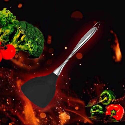 Honglida Premium Silicone Wok Turner BPA Free 600 Fahrenheit Spatula Stainless Steel Handle 14-1/5 Inch for Non Stick