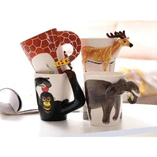 20 styles of 3D hand-painted ceramic mugs hand-painted animal mugs cartoon painted coffee mugs