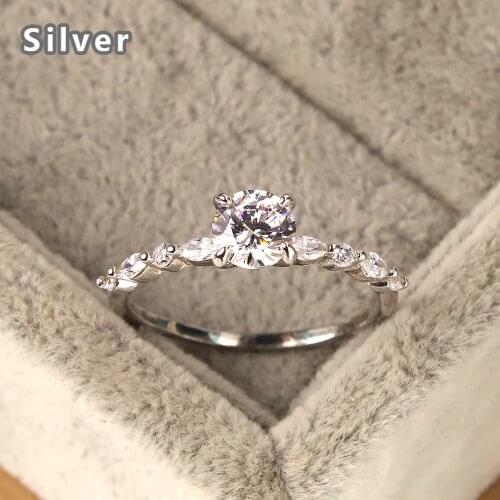 Popular fashion 925 sterling silver wedding ring four jaw edge platinum zircon luxury circle ms crystal jewelry gifts