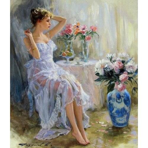 14/16/18/28 Lady Elegant Portrait Oil painting Needlework Crafts Embroidery DIY DMC Cross Stitch Kits 14CT Unprinted Home