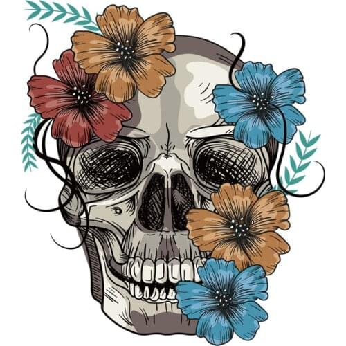 Skull Punk Style Hand-painted Flowers Car Stickers Decals Styling Window Other Vehicle Car Decorative KK16*14cm