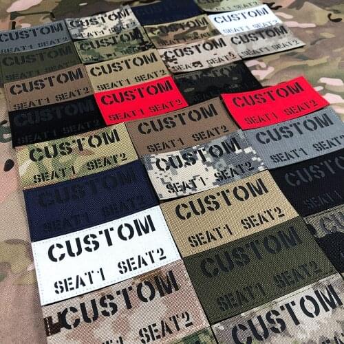 Custom Patch Name Tapes Brand Laser Cutting IR IFF Infrared Reflection Black Letters Twoline Morale Tactics Military Airsoft