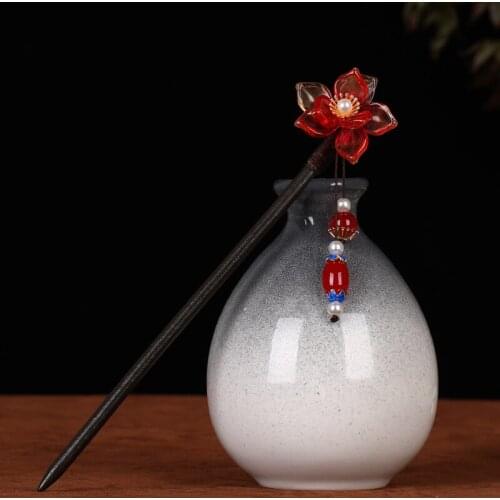 New Chinese Style Hair Stick Pearl Headdress Handmade Accessories Red Tiara Hairpin Wedding Hair Accessories Ladies Hair Jewelry
