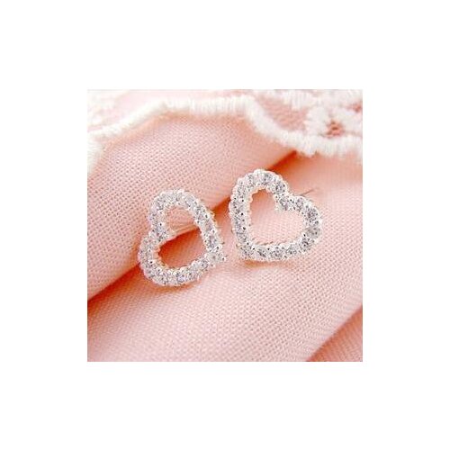 New arrival romantic super shiny AAA zircon 925 sterling silver lover heart design lady stud earrings wholesale