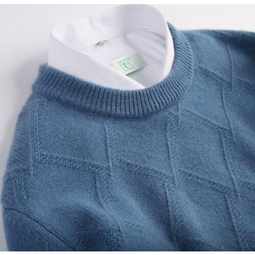 Autumn/winter solid-colored sweater mens round-neck sweater loose knit sweater thickened