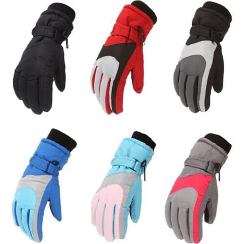 Kids Children Winter Thicken Warm Mountain Snowboard Ski Gloves Windproof Waterproof Full Finger Mittens for Outdoor 6-11Years