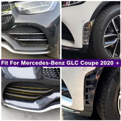 Front Fog Lights Lamps Eyelid Strip /Bumper Grille Air Intake Inlet Slats Knife Cover Trim For Mercedes-Benz GLC Coupe 2020 2021