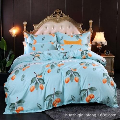 Plant cashmere floral four-piece thick sanding three-piece bedding