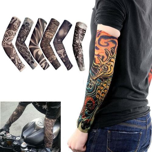 6 Pcs tattoo Sleeves UV Protection Print Sleeves Arm Warmer Outdoor Arm Sleeves for Outdoor sports Cycling Bicycle