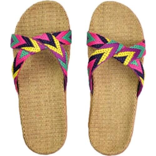 Women Large Size Soft Slippers Beach Flip Flops Floor Anti-slip Linen Slippers Summer Fashion Flip Flops High Quality Home EVA