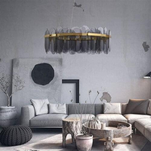 Post Modern Chandelier Light Luxury Living Room Lights Designer Nordic Creative Crystal Pattern Glass Dining Room Hanglamp