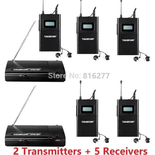 Takstar WPM-200 audio system in ear stage wireless monitor system 5 Receivers 2 Transmitter for stage wireless monitoring system