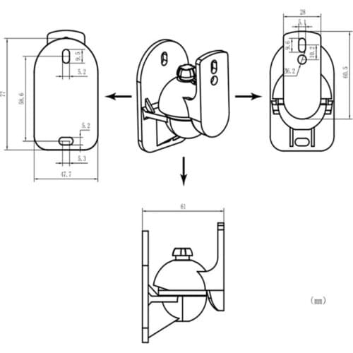 W3JD 1Set Universal Satellite Speaker Wall Mount Bracket Ceiling Stand Clamp with Adjustable Swivel and Tilt Angle Rotation for