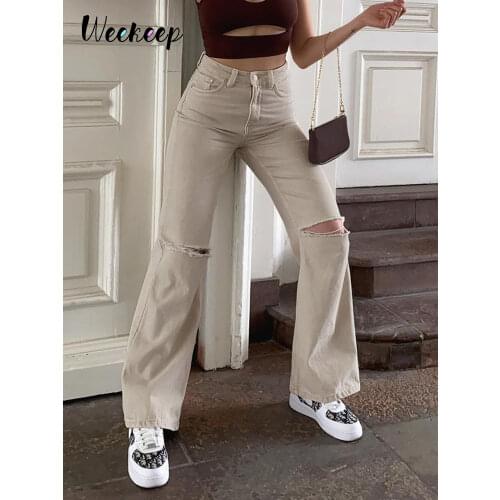 Женские рваные джинсы WEEKEEP China At AliExpress