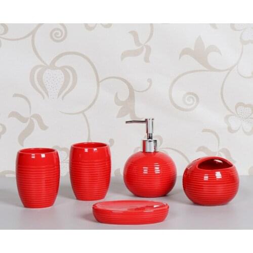 NEWYEARNEW 5Piece Set Ceramic European Bathroom Accessories Set Brief Golf Ball Home Decoration Wedding Gift Love Valentine Gift