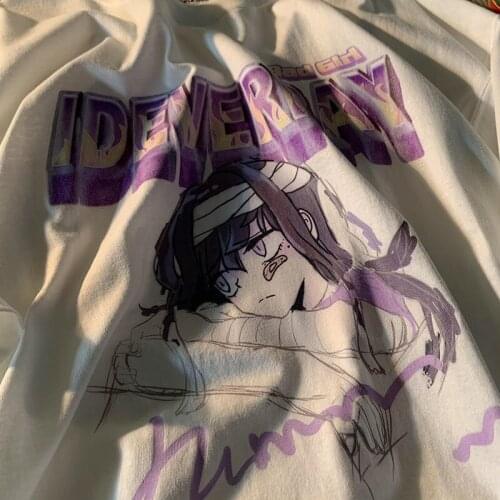 Japanese Streetwear Harajuku Purple Fun Kawaii Casual Tops Loose Summer Women T-shirt Outfit Fashion Tops Aesthetic Clothing Y2k