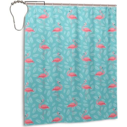 3D Flamingos Shower Curtains Bathroom Curtain Frabic Waterproof Polyester Bath Curtain with Hooks