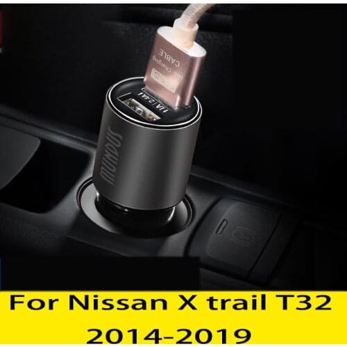 For Nissan X trail T32 X-trail 2014-2019 Smart car charger one minute two cigarette lighter dual USB port charger