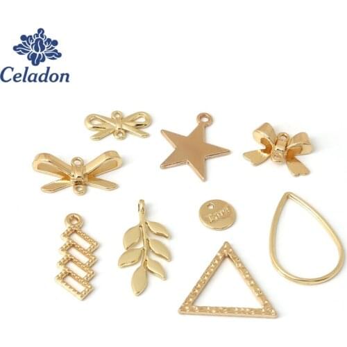 Gold Color 10pcs/lot Bowknot/Leaves/Waterdrop/Geometry Shape Metal Earring Findings For Diy Jewelry Fashion Crafts