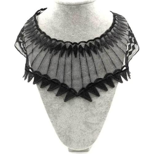 1PCS Venise Black Net Embroidery Fake Collar Lace Sewing Trimmings For Wedding Dress Clothing Decorative Lace Applique Patch DIY