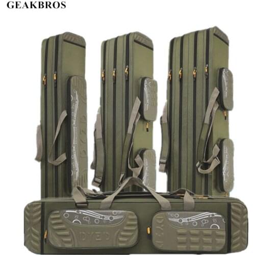 2/3/4 Layer Fishing Bag Fish Rod Storage 80/90/100/120cm Waterproof Oxford Fish Pole Reel Lure Tackle Gear Tool Bag