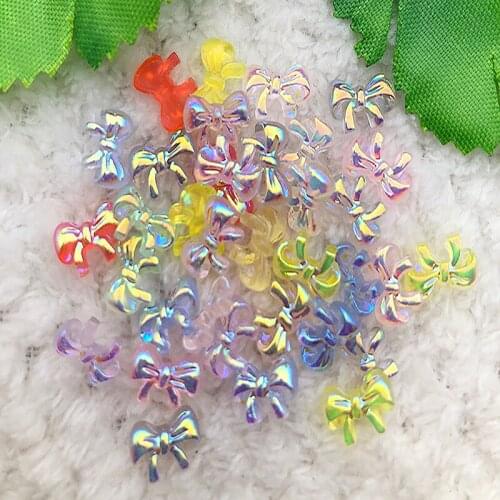 20PCS 10mm AB Mixed Color Flatback Bow Tie Resin Rhinestone DIY Decoratio