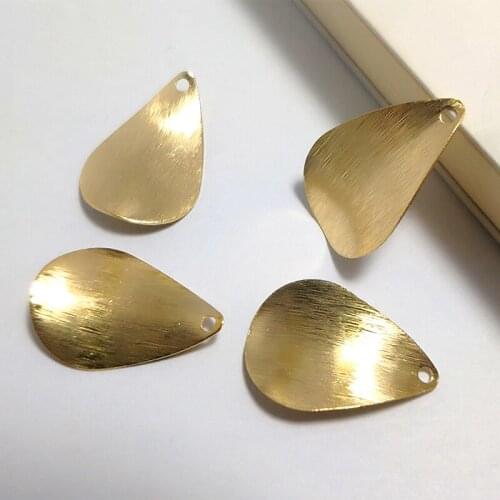 20pcs/Lot Charms Curved Waterdrop Tear Drop Pattern Pendant Brass Jewelry Polished Textured Crafts Diy Earring Necklace Making
