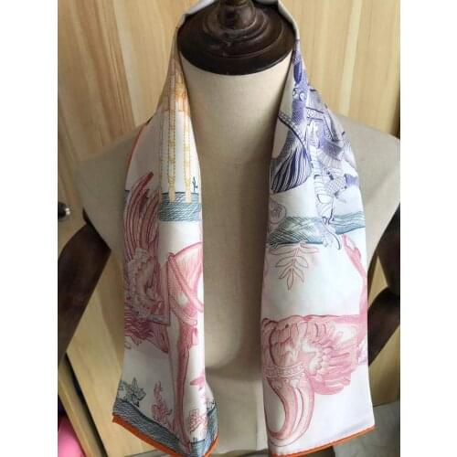 2020 new arrival spring autumn feather design 100% pure silk scarf twill hand made roll 90*90 cm shawl wrap for women lady gift
