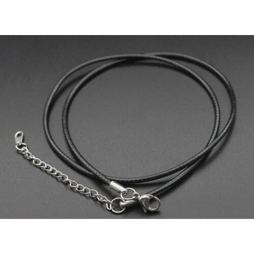 5 Pcs/lot Leather Adjustable Braided Rope Necklaces Findings stainless steel Lobster Clasp String Connector Cord 2mm 2.5mm 3mm