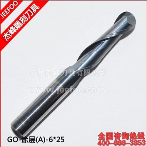 6*25mm 2 Flutes Ball Nose Bits, Carving Router End Mill, Machine Engraving Tools, Ball Nose End Mill A Series