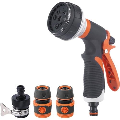 8 Spray Patterns Adjustable Garden Hose Nozzle Trigger Water Sprayer Watering Nozzle with 1/2-inch Quick Connector for Car Yard